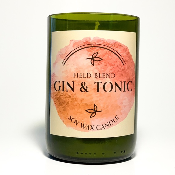 Recycled Wine Bottle Soy Wax Candle (Gin & Tonic) - Picture 2 of 6